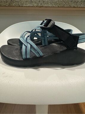 Chaco Women's Strappy Sandal in Light Blue and Black